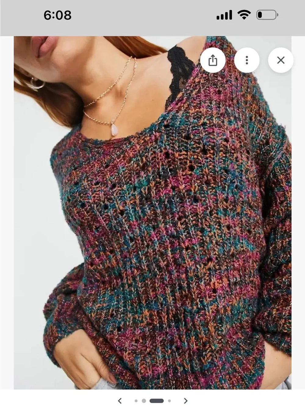 Free People Highland V Neck Sweater Chunky Open Knit Boxy size XS